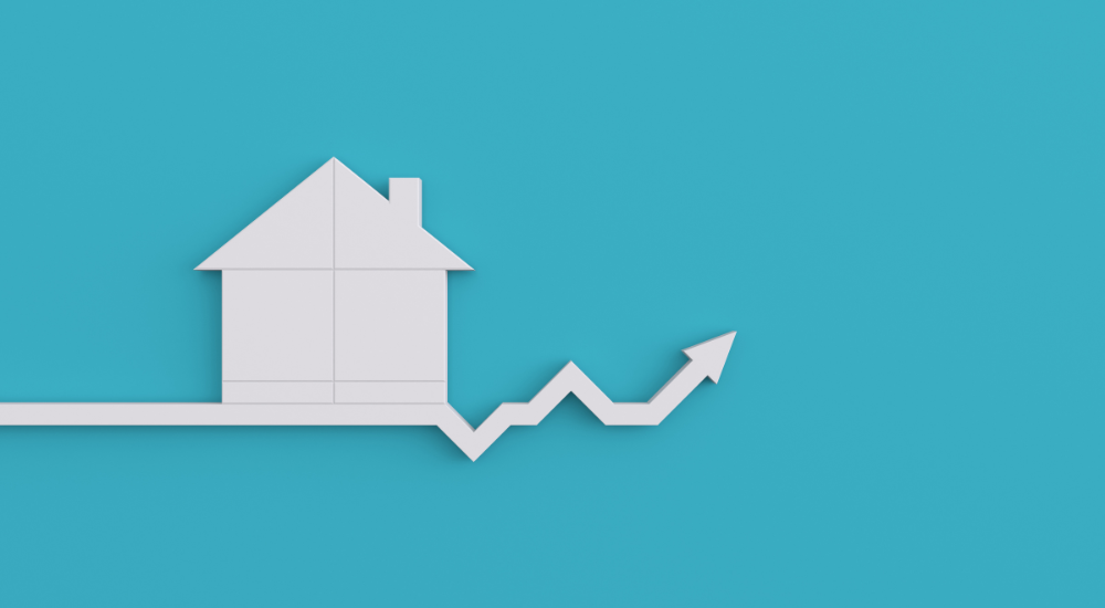 Picture conceptualizing upward real estate market trends